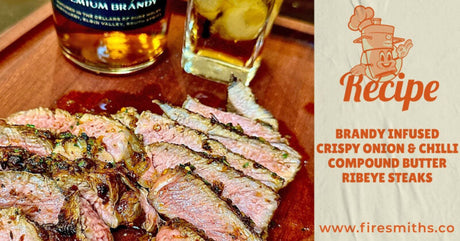 Brandy Infused Crispy Onion & Chilli Compound Butter Ribeye Steaks