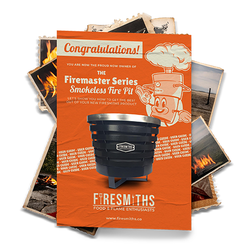 Firesmiths Hero Smoker & Grill welcome guide featuring all available colour options, the Smithy mascot, and helpful information to get the best performance from your new smoker and grill.