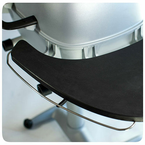 Close-up of the Firesmiths PK Series charcoal grill featuring a durable ergonomic side shelf with a stainless steel towel bar, providing a convenient prep and serving surface for outdoor grilling.