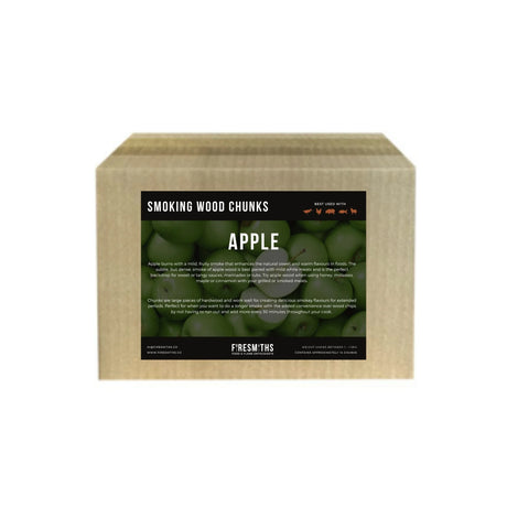 A box of Firesmiths Apple Smoking Wood Chunks for grilling and smoking meats.