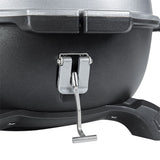 Close-up of the adjustable air vent control on a Firesmiths cast iron braai, designed to regulate airflow for precise temperature control during charcoal grilling and smoking.