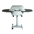 Firesmiths PK Series cast aluminum charcoal grill with dual side shelves, built-in temperature gauge, and pedestal stand, designed for premium grilling and smoking performance.