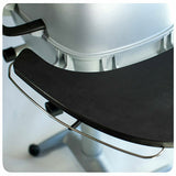 Close-up of the Firesmiths PK Series charcoal grill featuring a durable ergonomic side shelf with a stainless steel towel bar, providing a convenient prep and serving surface for outdoor grilling.