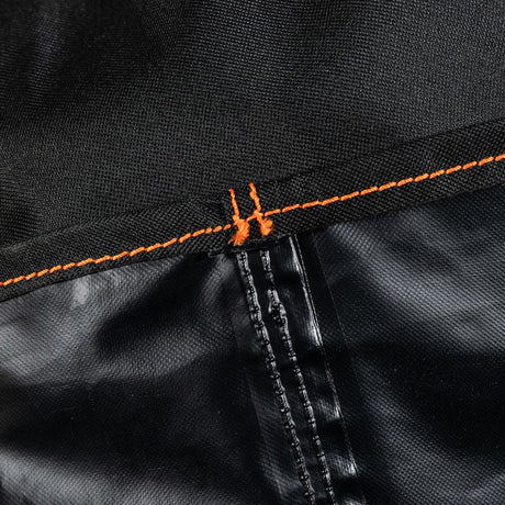 Close-up of the Firesmiths PK Series grill cover showing its durable waterproof inner lining, reinforced seams, and heavy-duty weather-resistant fabric for long-lasting outdoor protection.