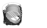 Cutaway illustration of the Firesmiths smokeless fire pit showing the internal airflow system, fire chamber, and elevated grate designed for efficient secondary combustion and reduced smoke.