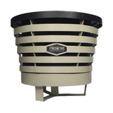 Firesmiths smokeless fire pit in a stone grey finish, featuring durable steel construction, a double-wall airflow system, and clean-burning low-smoke performance for outdoor entertaining.