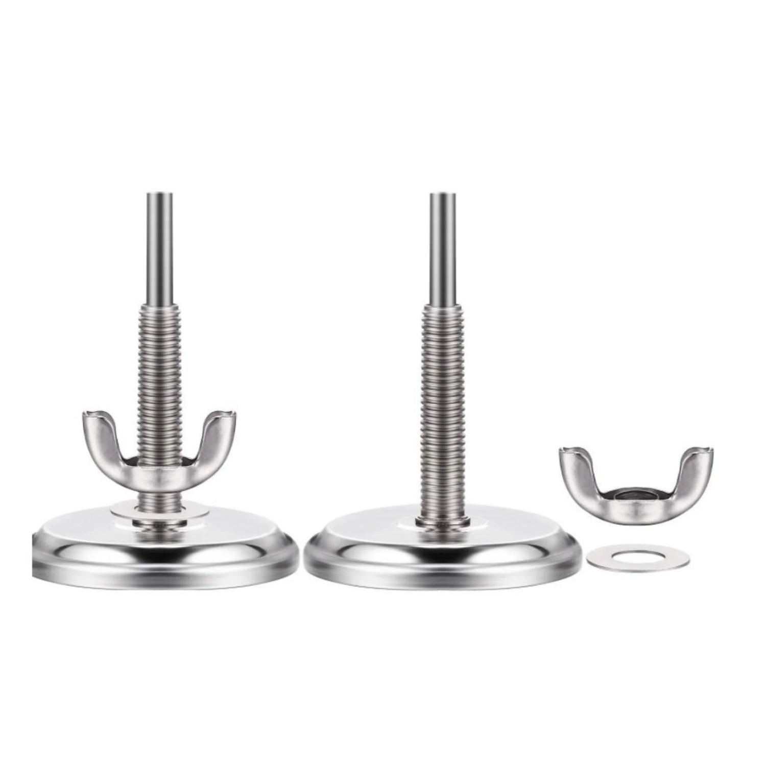 Firesmiths stainless steel BBQ temperature probe mounting kit with adjustable threaded fittings, wing nut, and washer for secure installation on smokers, grills, and outdoor cooking equipment.