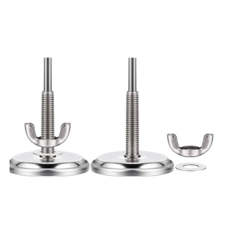 Firesmiths stainless steel BBQ temperature probe mounting kit with adjustable threaded fittings, wing nut, and washer for secure installation on smokers, grills, and outdoor cooking equipment.