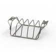 Heavy-duty stainless steel rib and roast rack designed to hold ribs, roasts, whole chickens, and large cuts of meat upright for even cooking on charcoal grills, smokers, and braais.